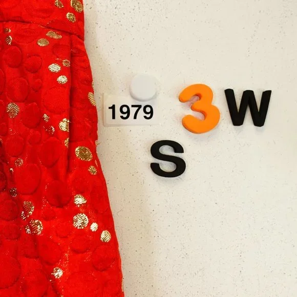 LAUREN MOFFATT Womens Red Gold Mini Skirt 10 MEDIUM High Waist Polka Dot Pleated - Picture 12 of 13